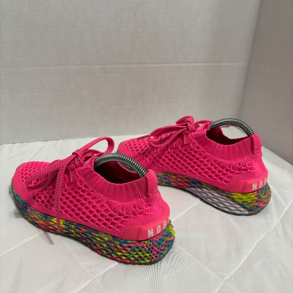 NOBULL Women’s 6.5 Knit Runners Hot Pink Reflective Laces Multicolor Sole Shoes - Picture 6 of 14